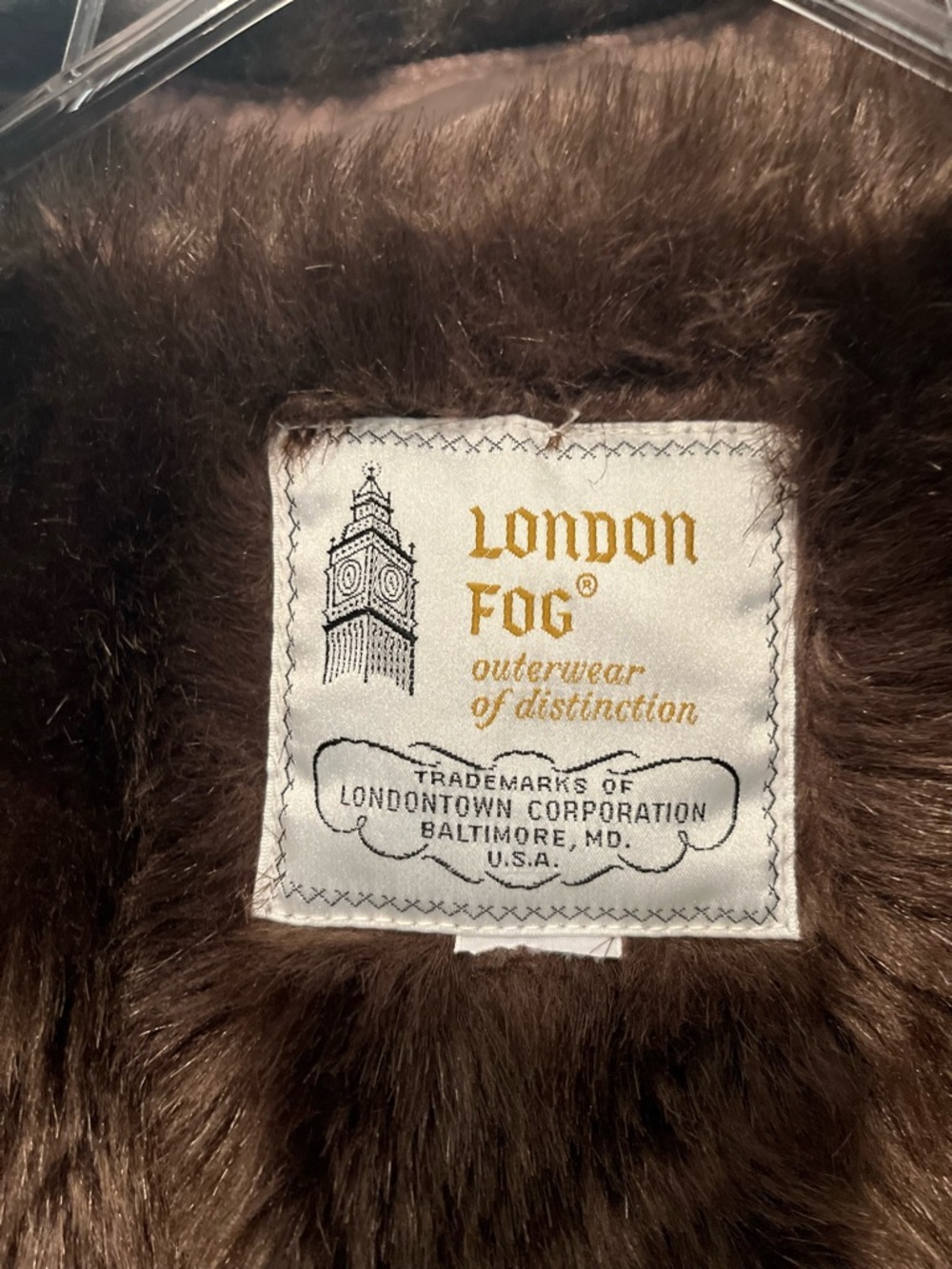 London Fog Brown Coat with Dark Brown Faux Fur Collar - Picture 6 of 6